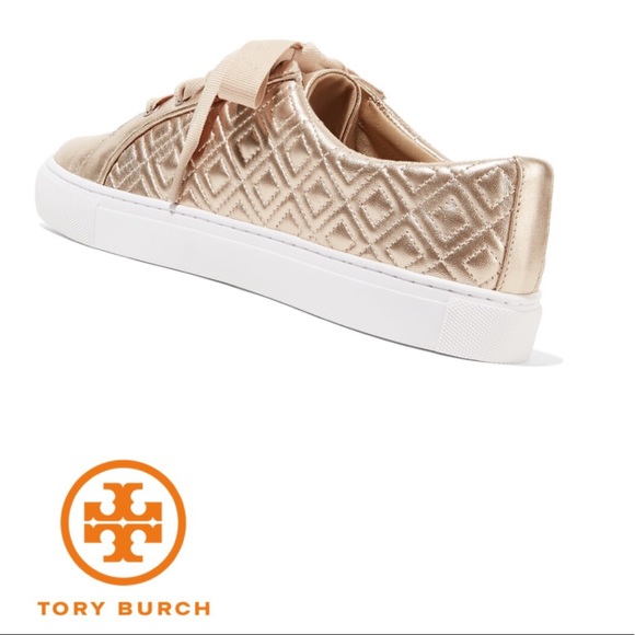 Tory Burch Shoes - Tory Burch Marion Quilted Metallic Lace-Up Sneaker
